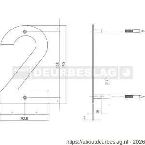 Intersteel Essentials 4020 huisnummer 2 150x2 mm RVS - R26002159 - afbeelding 2