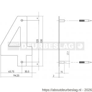 Intersteel Essentials 4020 huisnummer 4 150x2 mm RVS - R26002161 - afbeelding 2