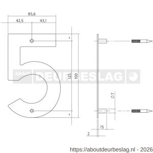 Intersteel Essentials 4020 huisnummer 5 150x2 mm RVS - R26007528 - afbeelding 2