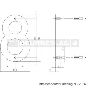 Intersteel Essentials 4020 huisnummer 8 150x2 mm RVS - R26002164 - afbeelding 2