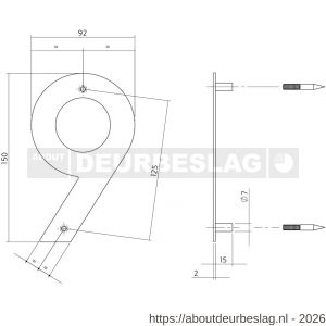 Intersteel Essentials 4020 huisnummer 9 150x2 mm RVS - R26002165 - afbeelding 2