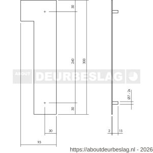 Intersteel Living 4021 huisnummer 1 XL hoogte 300 mm RVS geborsteld - R26009262 - afbeelding 2