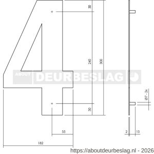 Intersteel Living 4021 huisnummer 4 XL hoogte 300 mm RVS geborsteld - R26009265 - afbeelding 2