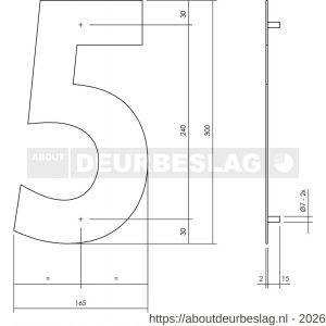 Intersteel Living 4021 huisnummer 5 XL hoogte 300 mm RVS geborsteld - R26009266 - afbeelding 2