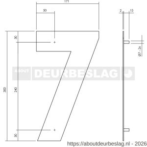 Intersteel Living 4021 huisnummer 7 XL hoogte 300 mm RVS geborsteld - R26009268 - afbeelding 2