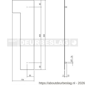 Intersteel Living 4021 huisnummer 1 XXL hoogte 500 mm RVS geborsteld - R26009272 - afbeelding 2