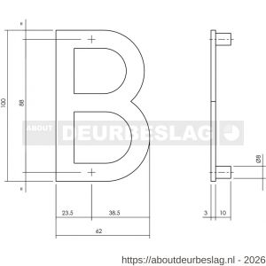 Intersteel Essentials 4026 huisletter B 100 mm RVS - R26002209 - afbeelding 2