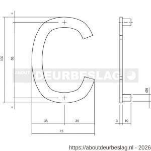 Intersteel Essentials 4026 huisletter C 100 mm RVS - R26002210 - afbeelding 2