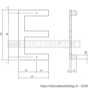 Intersteel Essentials 4026 huisletter E 100 mm RVS - R26002212 - afbeelding 2