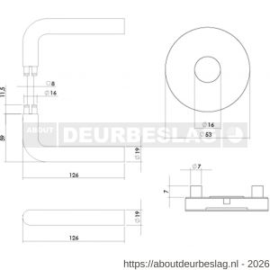 Intersteel 4057 deurkruk Luzern met rozet massief verdekt diameter 53x10 mm met nokken RVS - R26010822 - afbeelding 2