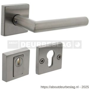 Intersteel Living 4057 set achterdeurbeslag vierkant deurkruk Jura met massieve rozetten en SKG3 veiligheidsrozetten RVS - R26009690 - afbeelding 1