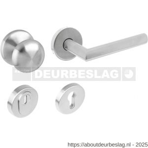 Intersteel Essentials 4057 set voordeurbeslag rond voordeurknop met SKG rozetten en deurkruk op rozet RVS - R26010482 - afbeelding 1