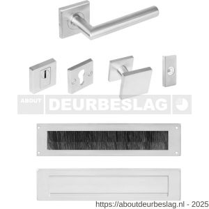 Intersteel Essentials 4057 set voordeurbeslag vierkant voordeurknop SKG rozetten deurbel briefplaat tochtwering en deurkruk op rozet RVS - R26008663 - afbeelding 1