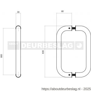 Intersteel Essentials 4323 deurgreep U-vorm 830x80x30 mm hart op hart 800 mm RVS - R26006090 - afbeelding 2