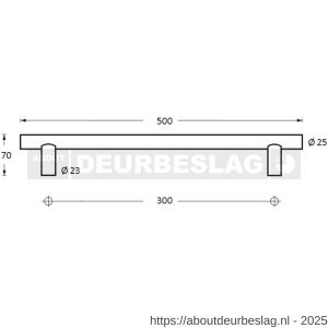 Intersteel Essentials 4325 deurgreep per stuk T-vorm 500x70x25 mm hart op hart 300 mm RVS - R26006102 - afbeelding 2