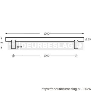 Intersteel Essentials 4325 deurgreep per stuk T-vorm 1200x70x25 mm hart op hart 1000 mm RVS - R26006108 - afbeelding 2