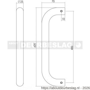 Intersteel Essentials 4333 deurgreep per stuk U-vorm 425x70x25 mm hart op hart 400 mm RVS - R26006132 - afbeelding 2