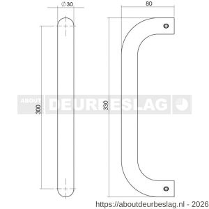 Intersteel Essentials 4340 deurgreep per stuk U-vorm 330x80x30 mm hart op hart 300 mm RVS - R26008769 - afbeelding 2