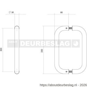 Intersteel Essentials 4340 deurgrepen per paar U-vorm 330x80x30 mm hart op hart 300 mm RVS - R26008770 - afbeelding 2