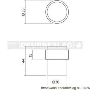 Intersteel Essentials 4420 deurstop diameter 30x40 mm vloermontage RVS - R26007390 - afbeelding 2