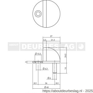 Intersteel Essentials 4420 deurstop bolrond diameter 43x25 mm vloermontage RVS - R26000986 - afbeelding 2