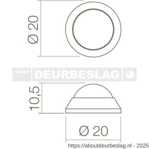 Intersteel Essentials 4421 deurstop bol diameter 20x10 mm wandmontage RVS - R26006161 - afbeelding 2