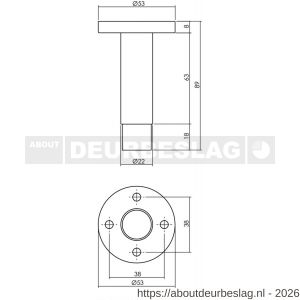 Intersteel Essentials 4421 deurstop diameter 22x89 mm op rozet diameter 53 mm wandmontage RVS - R26007394 - afbeelding 2