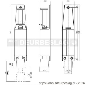 Intersteel Essentials 4440 deurvastzetter met voetrem groot 180 (225) x 36 mm RVS - R26007237 - afbeelding 2