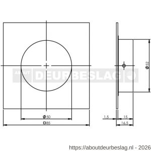 Intersteel Essentials 4476 schuifdeurkom vierkant 52/85 mm verdekt RVS - R26007654 - afbeelding 2