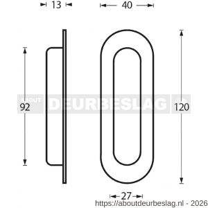 Intersteel Essentials 4476 schuifdeurkom ovaal 120x40 mm verdekt RVS - R26003352 - afbeelding 2