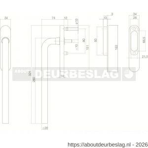 Intersteel 4500 hef-schuifdeurbeslag Draaigreep recht blind met schuifdeurkom RVS geborsteld - R26003876 - afbeelding 2