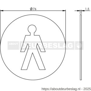 Intersteel Living 4600 pictogram zelfklevend rond diameter 76 mm WC heren RVS - R26007667 - afbeelding 2
