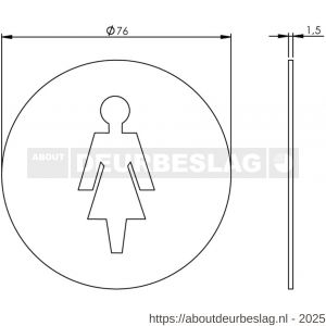 Intersteel Essentials 4600 pictogram zelfklevend rond diameter 76 mm WC dames RVS - R26007665 - afbeelding 2