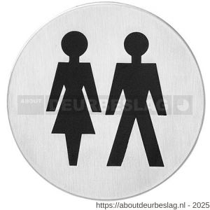 Intersteel Essentials 4600 pictogram zelfklevend rond diameter 76 mm WC dames en heren RVS - R26007663 - afbeelding 1