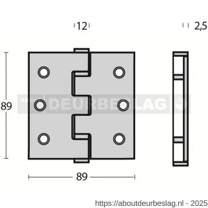 Intersteel Essentials 4625 kogellagerscharnier recht 3.5 inch 89x89x2.5 mm RVS - R26007205 - afbeelding 2