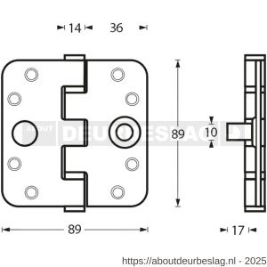 Intersteel Essentials 4625 SKG3 Kogellagerscharnieren 3.5 inch inch afgerond 89x89x3 mm RVS - R26007206 - afbeelding 2