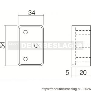 Intersteel Essentials 4800 opvulblok 20 mm kierstandhouder voor opdek raam of deur met bevestiging RVS - R26006169 - afbeelding 2