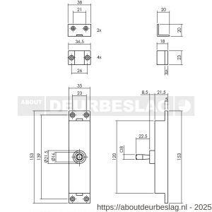 Intersteel Essentials 5620 set kruk-espagnolet rechts Hoek 90 graden diameter 19 mm incl stangenset 2x 1245 mm RVS geborsteld - R26009323 - afbeelding 2