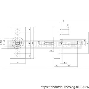 Intersteel 6050 basisplaat rechthoekig voor raamkruk hals diameter 16 mm insteeklengte stift 7x35 mm RVS - R26008797 - afbeelding 2