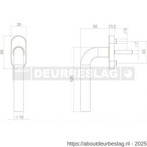 Intersteel 6156 raamkruk Recht diameter 19 mm met zichtring RVS - R26003697 - afbeelding 2