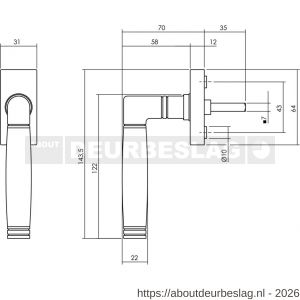 Intersteel Living 6156 raamkruk Ton 212 op stalen rechthoekige rozet stift 7x35 mm RVS - R26010132 - afbeelding 2