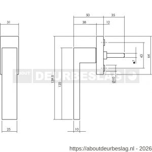 Intersteel Living 6156 raamkruk Amsterdam op stalen rechthoekige rozet stift 7x35 mm RVS - R26010484 - afbeelding 2