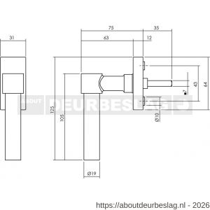 Intersteel Living 6156 raamkruk L-vorm recht op stalen rechthoekige rozet stift 7x35 mm RVS - R26010131 - afbeelding 2
