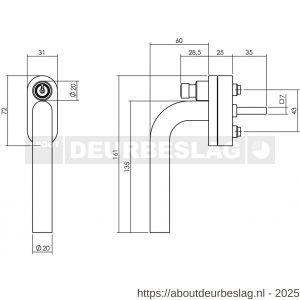 Intersteel Essentials 6156 SKG** afsluitbare raamkruk Recht op vlakke ovaal onderplaat met stift 7x35 mm RVS - R26006179 - afbeelding 2