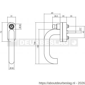 Intersteel Essentials 6156 SKG** afsluitbare raamkruk Rond op vlakke ovaal onderplaat met stift 7x35 mm RVS - R26006888 - afbeelding 2