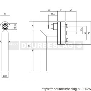 Intersteel Essentials 6156 SKG** afsluitbare raamkruk Hoek 90 graden op vlakke ovaal onderplaat met stift 7x35 mm RVS - R26006180 - afbeelding 2