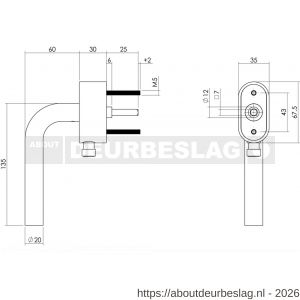 Intersteel 6156 SKG*** afsluitbare raamkruk recht op ovale behuizing stift 7x25 mm RVS - R26008802 - afbeelding 2
