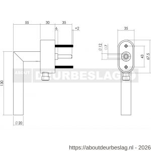 Intersteel Essentials 6156 SKG*** afsluitbare raamkruk hoek 90 graden op ovale behuizing stift 7x35 mm RVS - R26007724 - afbeelding 2