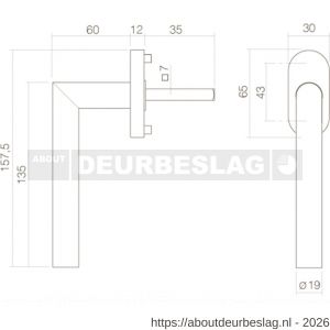 Intersteel Essentials 6250 raamkruk 625030 Hoek 90 graden op stalen ovale rozet stift 7x35 mm RVS - R26003703 - afbeelding 2