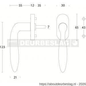 Intersteel Living 6250 raamkruk Jupiter op stalen ovaal rozet stift 7x35 mm RVS - R26007072 - afbeelding 2